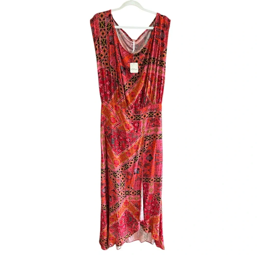 NWT FREE PEOPLE‎ Blakely Maxi Dress Red Motif M